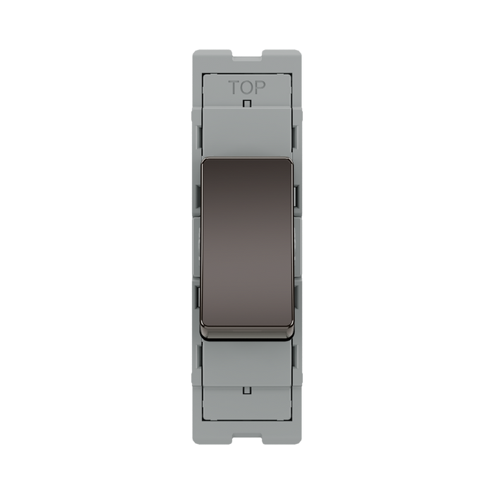BG GridLite Black Nickel 20A 16AX 2 Way Single Pole Switch Module MBN12 – front view