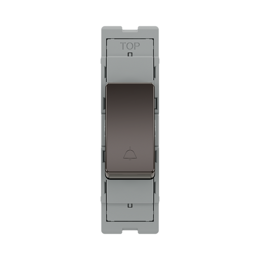 BG GridLite Black Nickel 20A 2 Way Retractive Bell Symbol Switch Module MBN142BELL – front view