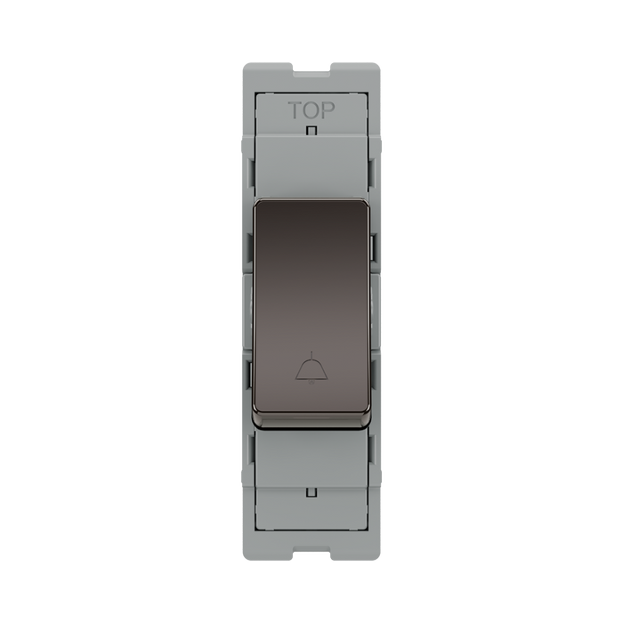 BG GridLite Black Nickel 20A 2 Way Retractive Bell Symbol Switch Module MBN142BELL – front view