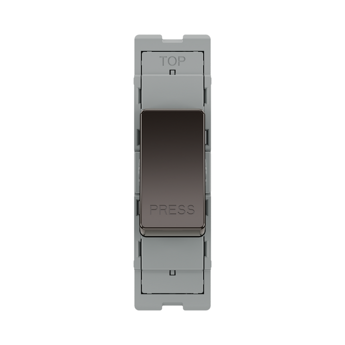 BG GridLite Black Nickel 20A 2 Way Retractive PRESS Switch Module MBN142PR – front view