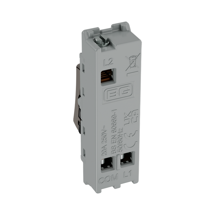 BG GridLite Black Nickel 20A 2 Way Retractive PRESS Switch Module MBN142PR – side view