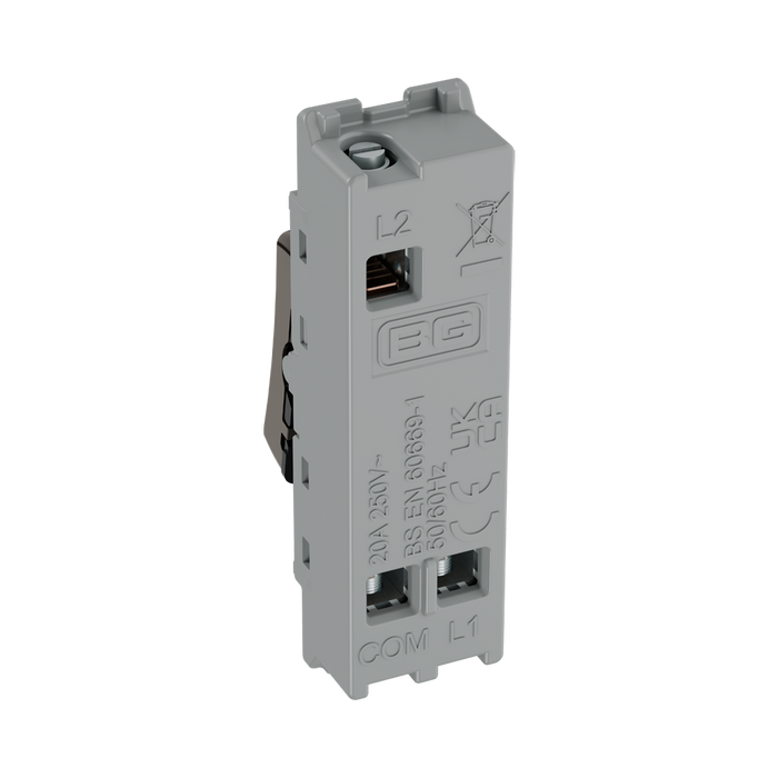 BG GridLite Black Nickel 20A 2 Way Retractive Switch Module MBN142 – side view