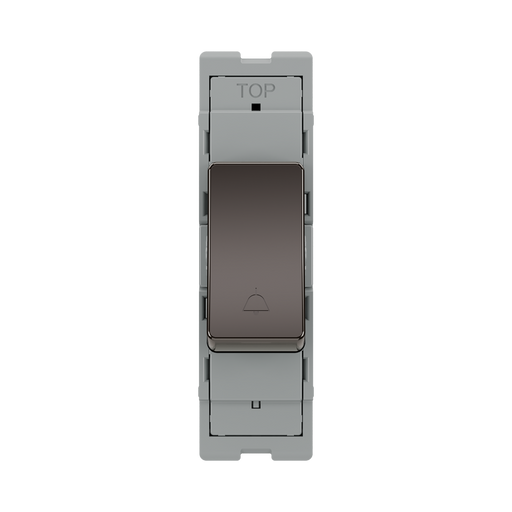 BG GridLite Black Nickel 20A 1 Way Retractive Bell Symbol Switch Module MBN14BELL – front view