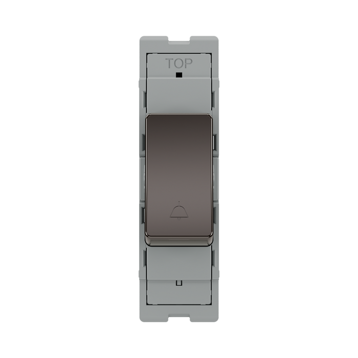 BG GridLite Black Nickel 20A 1 Way Retractive Bell Symbol Switch Module MBN14BELL – front view