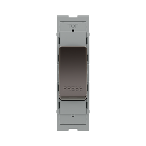 BG GridLite Black Nickel 20A 1 Way Retractive PRESS Switch Module MBN14PR – front view