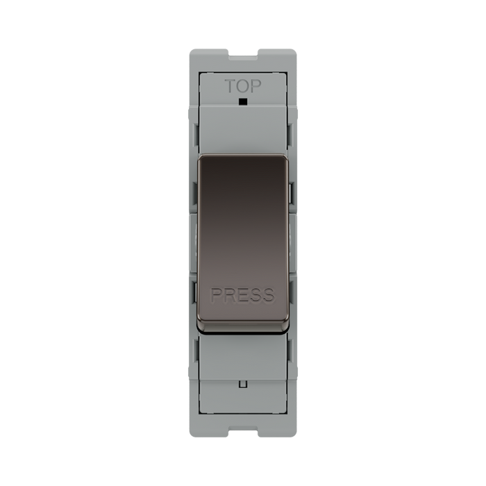 BG GridLite Black Nickel 20A 1 Way Retractive PRESS Switch Module MBN14PR – front view
