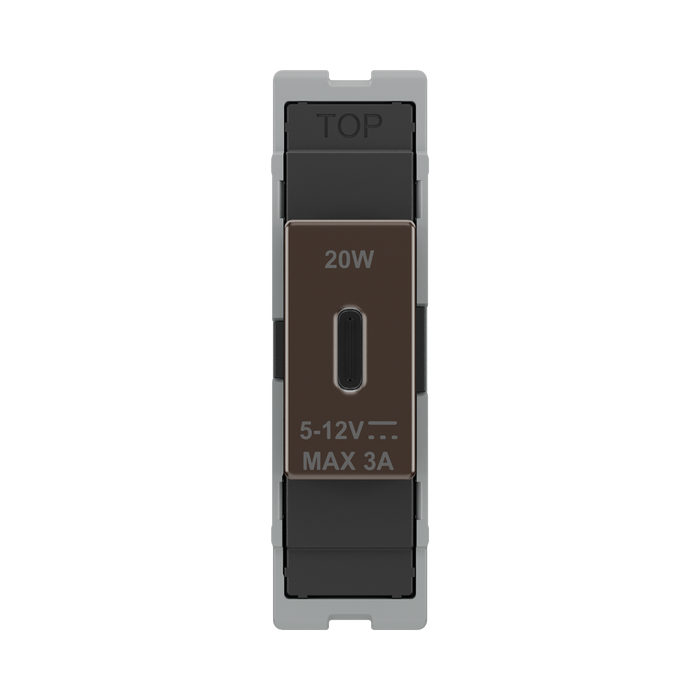 BG GridLite Black Nickel 20W USB-C Charging Module MBNUSBC20B – front view