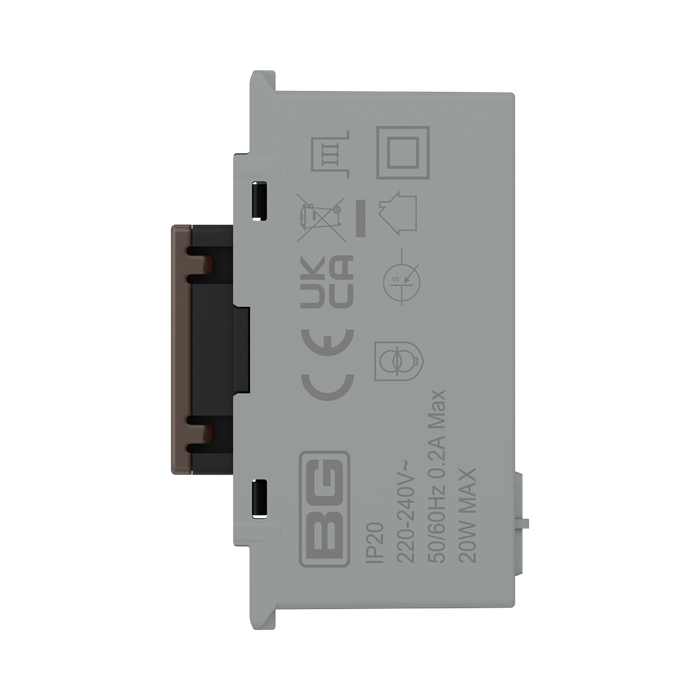 BG GridLite Black Nickel 20W USB-C Charging Module MBNUSBC20B – side view