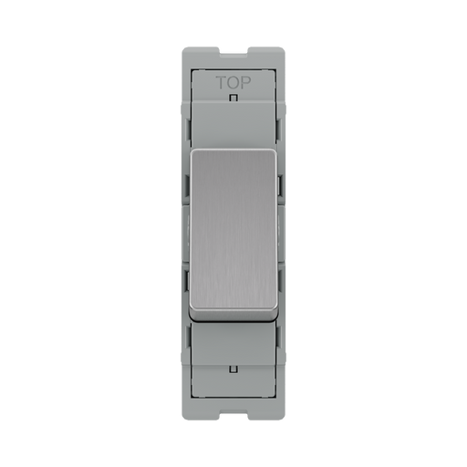 BG GridLite Brushed Steel 20A 16AX 2 Way Single Pole Switch Module MBS12 – front view