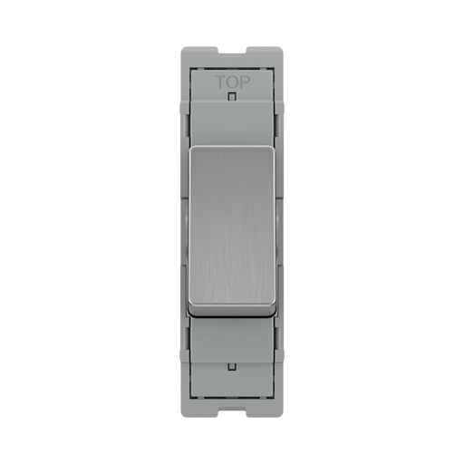 BG GridLite Brushed Steel 20A 16AX Intermediate Switch Module MBS13 – front view