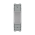 BG GridLite Brushed Steel 20A 2 Way Single Pole Retractive Centre-Off Switch Module MBS142C – front view