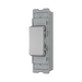 BG GridLite Brushed Steel 20A 2 Way Single Pole Retractive Centre-Off Switch Module MBS142C – angled view