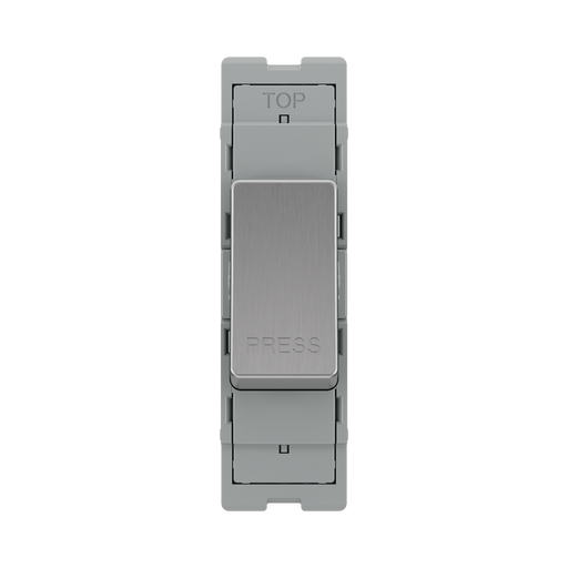 BG GridLite Brushed Steel 20A 2 Way Retractive PRESS Switch Module MBS142PR – front view