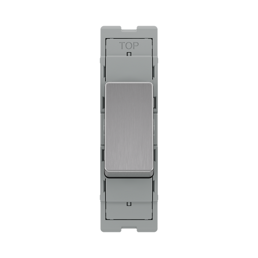BG GridLite Brushed Steel 20A 2 Way Retractive Switch Module MBS142 – front view