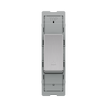 BG GridLite Brushed Steel 20A 1 Way Retractive Bell Symbol Switch Module MBS14BELL – front view