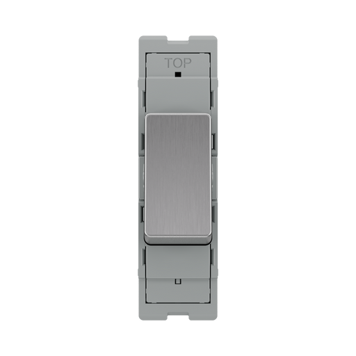 BG GridLite Brushed Steel 20A 1 Way Retractive Switch Module MBS14 – front view