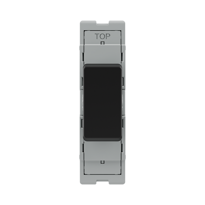 BG GridLite Matt Black 20A 2 Way Single Pole Centre-Off Switch Module MFB12C – front view