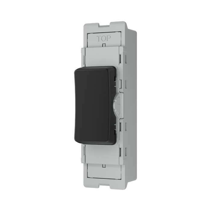 BG GridLite Matt Black 20A 2 Way Single Pole Centre-Off Switch Module MFB12C – angled view