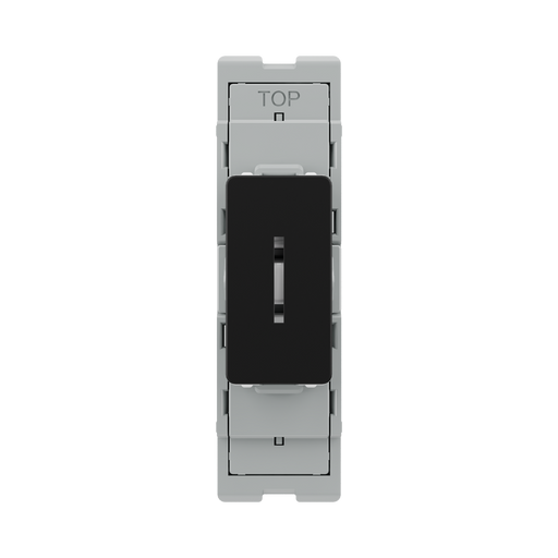 BG GridLite Matt Black 20A 16AX 2 Way Single Pole Key Switch Module MFB12KY – front view