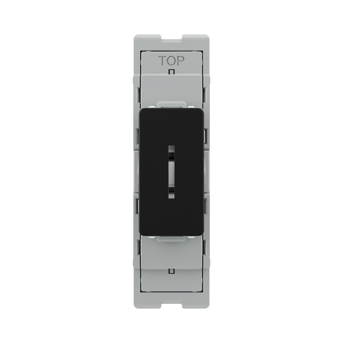 BG GridLite Matt Black 20A 16AX 2 Way Single Pole Key Switch Module MFB12KY – front view