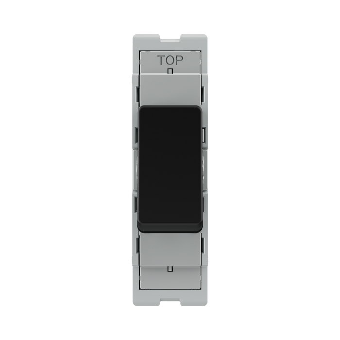 BG GridLite Matt Black 20A 16AX 2 Way Single Pole Switch Module MFB12 – front view