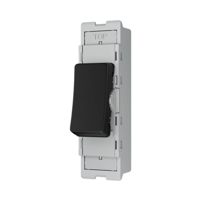 BG GridLite Matt Black 20A 16AX 2 Way Single Pole Switch Module MFB12 – angled view