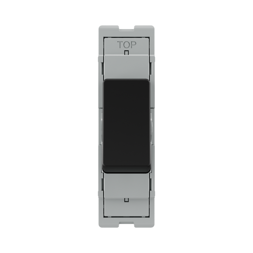 BG GridLite Matt Black 20A 16AX Intermediate Switch Module MFB13 – front view