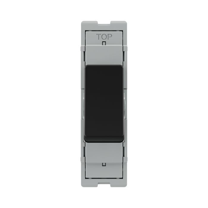 BG GridLite Matt Black 20A 16AX Intermediate Switch Module MFB13 – front view