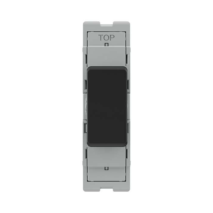 BG GridLite Matt Black 20A 2 Way Single Pole Retractive Centre-Off Switch Module MFB142C – front view