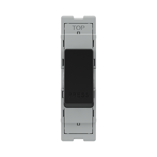 BG GridLite Matt Black 20A 2 Way Retractive PRESS Switch Module MFB142PR – front view