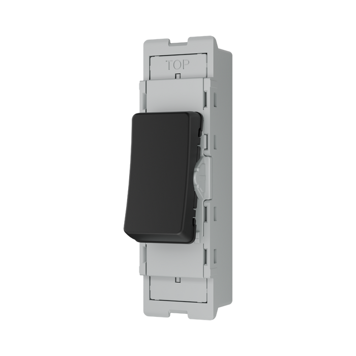 BG GridLite Matt Black 20A 2 Way Retractive Switch Module MFB142 – angled view