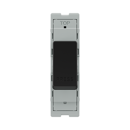 BG GridLite Matt Black 20A 1 Way Retractive PRESS Switch Module MFB14PR – front view