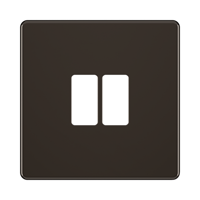 BG GridLite Flatplate Screwless Black Nickel 2G Grid Plate MFBN2 – front view