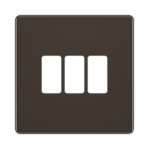 BG GridLite Flatplate Screwless Black Nickel 3G Grid Plate MFBN3 – front view