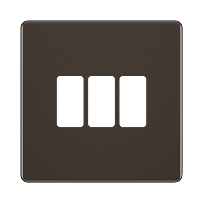 BG GridLite Flatplate Screwless Black Nickel 3G Grid Plate MFBN3 – front view
