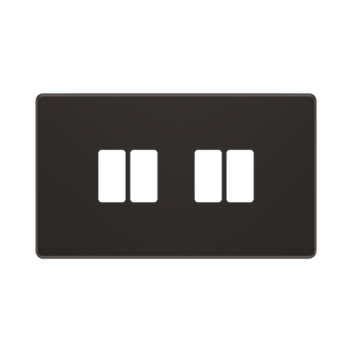 BG GridLite Flatplate Screwless Black Nickel 4G Grid Plate MFBN4 – front view