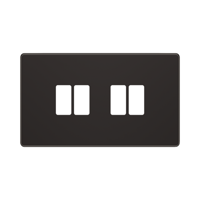 BG GridLite Flatplate Screwless Black Nickel 4G Grid Plate MFBN4 – front view
