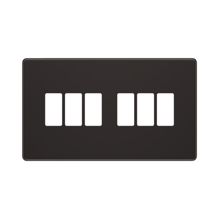 BG GridLite Flatplate Screwless Black Nickel 6G Grid Plate MFBN6 – front view
