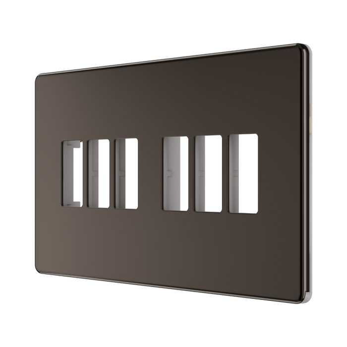 BG GridLite Flatplate Screwless Black Nickel 6G Grid Plate MFBN6 – angled view