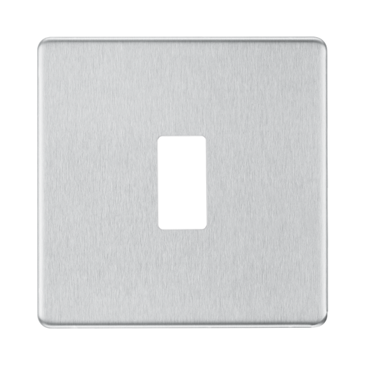 BG GridLite Flatplate Screwless Brushed Steel 1G Grid Plate MFBS1 – front view