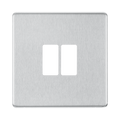 BG GridLite Flatplate Screwless Brushed Steel 2G Grid Plate MFBS2 – front view