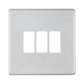BG GridLite Flatplate Screwless Brushed Steel 3G Grid Plate MFBS3 – front view