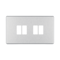 BG GridLite Flatplate Screwless Brushed Steel 4G Grid Plate MFBS4 – front view