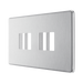 BG GridLite Flatplate Screwless Brushed Steel 4G Grid Plate MFBS4 – angled view