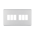 BG GridLite Flatplate Screwless Brushed Steel 6G Grid Plate MFBS6 – front view