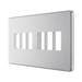 BG GridLite Flatplate Screwless Brushed Steel 6G Grid Plate MFBS6 – angled view