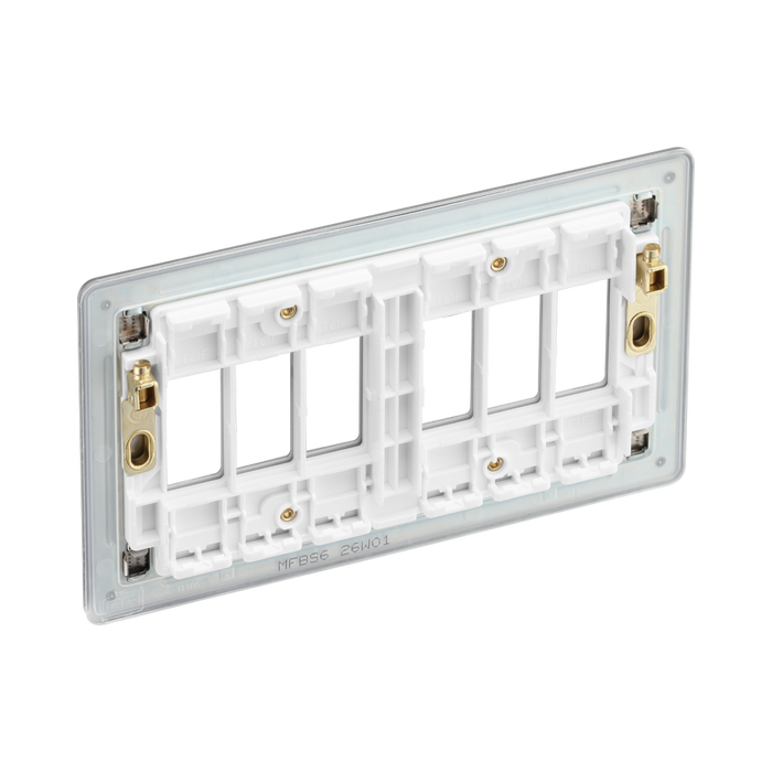BG GridLite Flatplate Screwless Brushed Steel 6G Grid Plate MFBS6 – side view