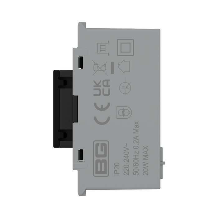 BG GridLite Matt Black 20W USB-C Charging Module MFBUSBC20B – side view