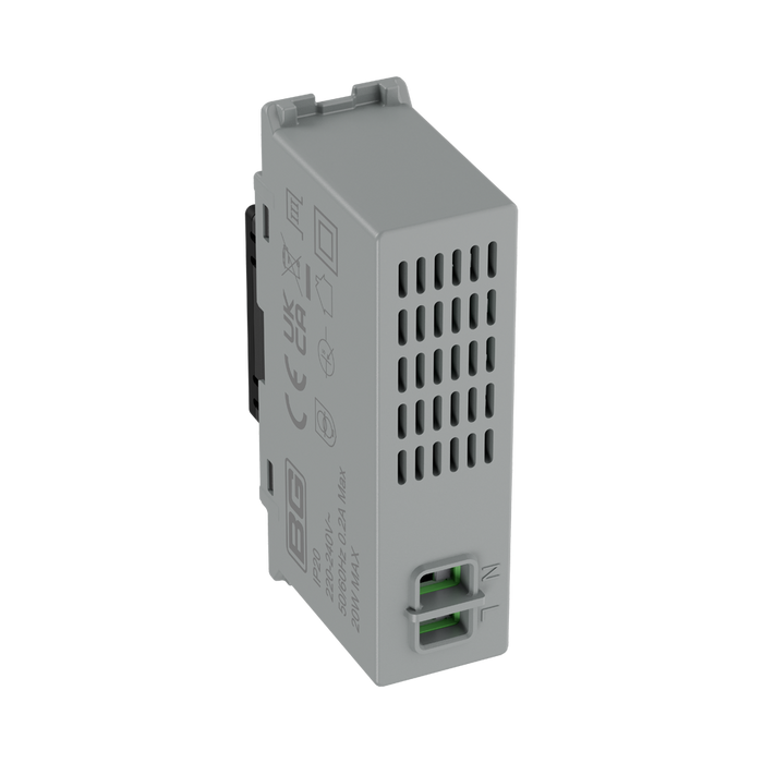 BG GridLite Matt Black 20W USB-C Charging Module MFBUSBC20B – detail 0141 view