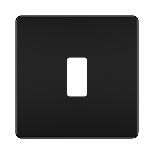 BG GridLite Flatplate Screwless Matt Black 1G Grid Plate MFFB1 – front view